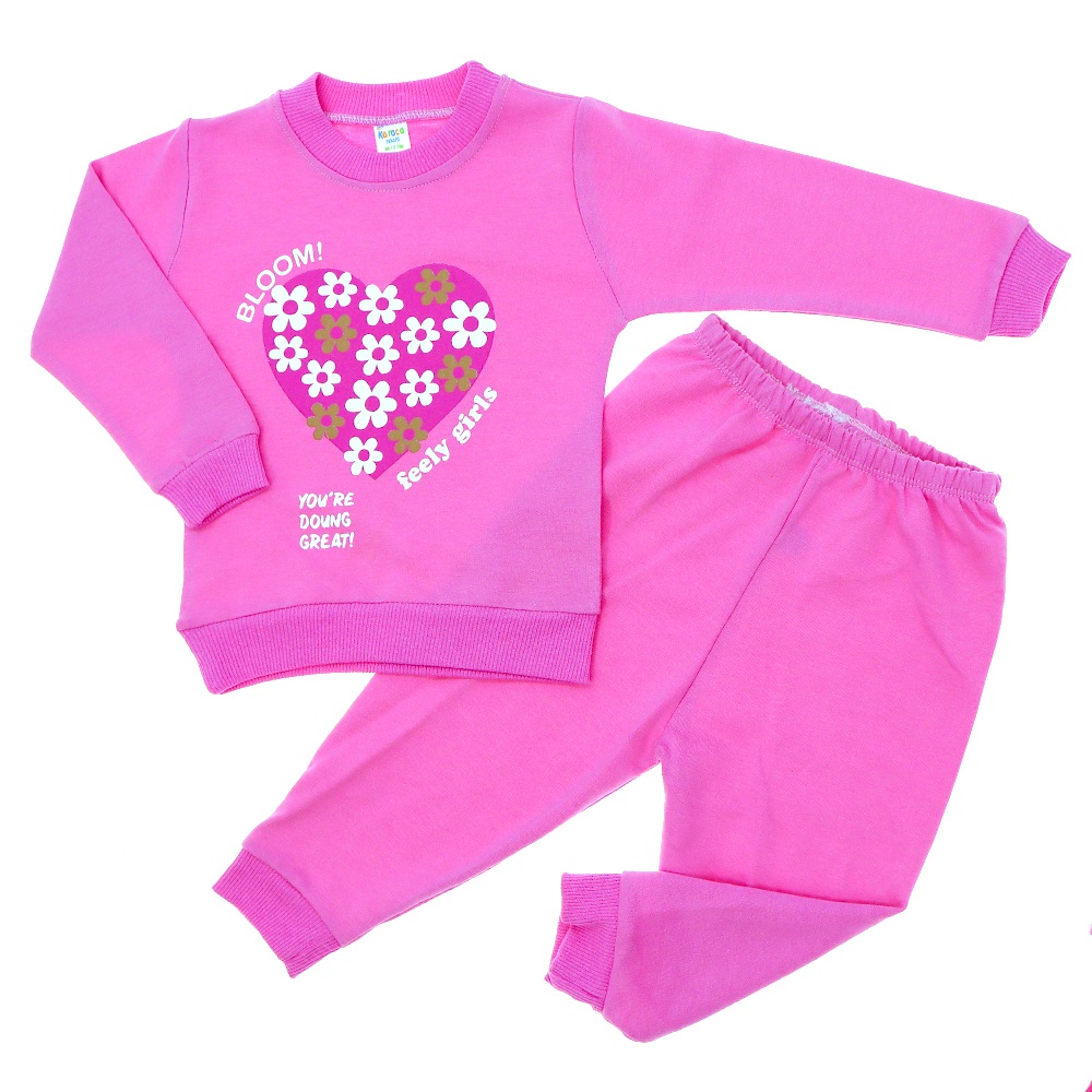 Karaca 400 Kız Çocuk Penye Kalp Baskılı Takım 2-4 Yaş - Kiremit - 2-3-4 YAŞ