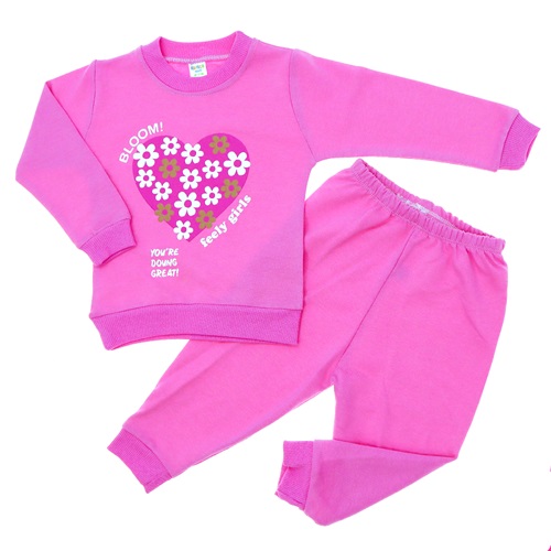 Karaca 400 Kız Çocuk Penye Kalp Baskılı Takım 2-4 Yaş - Mavi - 2-3-4 YAŞ