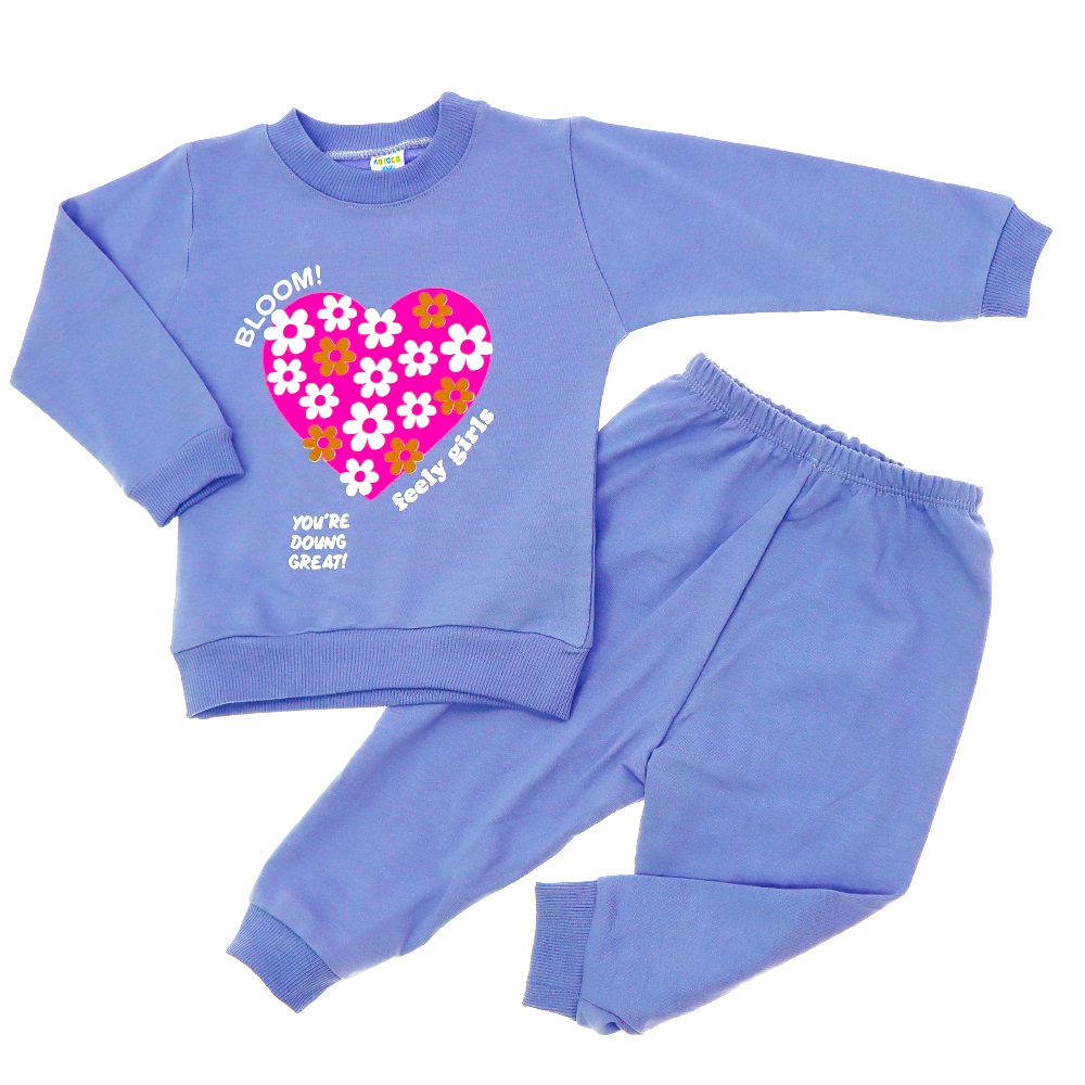 Karaca 400 Kız Çocuk Penye Kalp Baskılı Takım 2-4 Yaş - Kiremit - 2-3-4 YAŞ