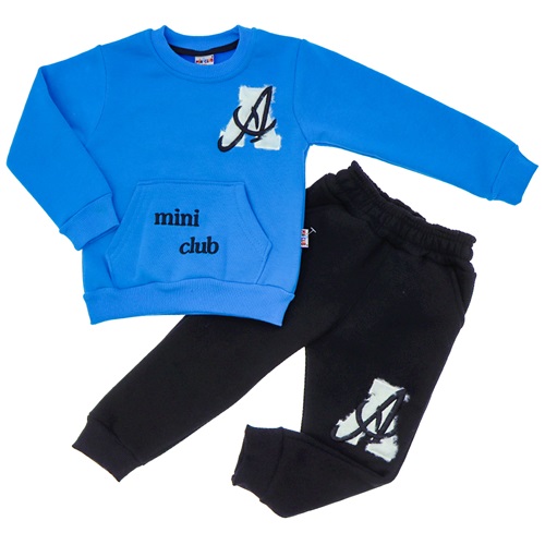 Mini Club 3456 Erkek Çocuk 3 İp Peluş A Nakışlı Takım 3-6 Yaş - Gri - 3-4-5-6 YAŞ