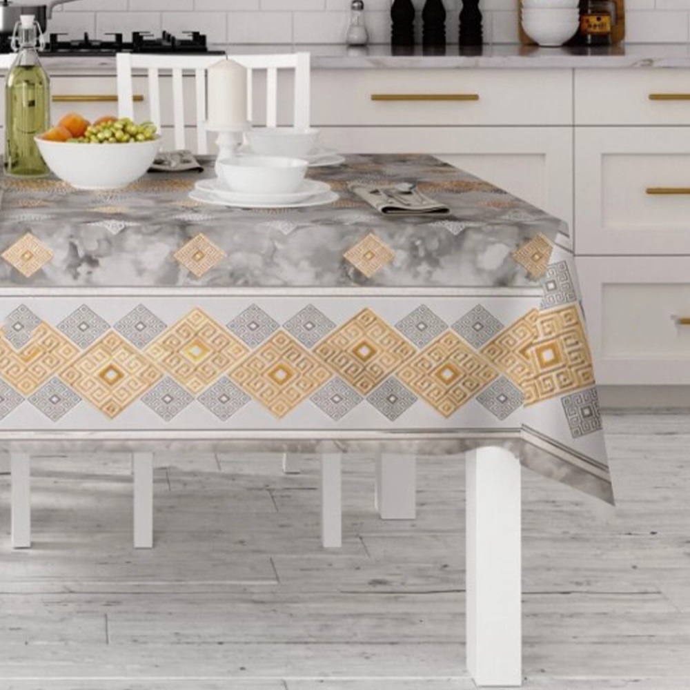 Emboss Desenli Dikdörtgen Sıvı Geçirmez Masa Örtüsü 110x140- Karışık Renk - 110X140