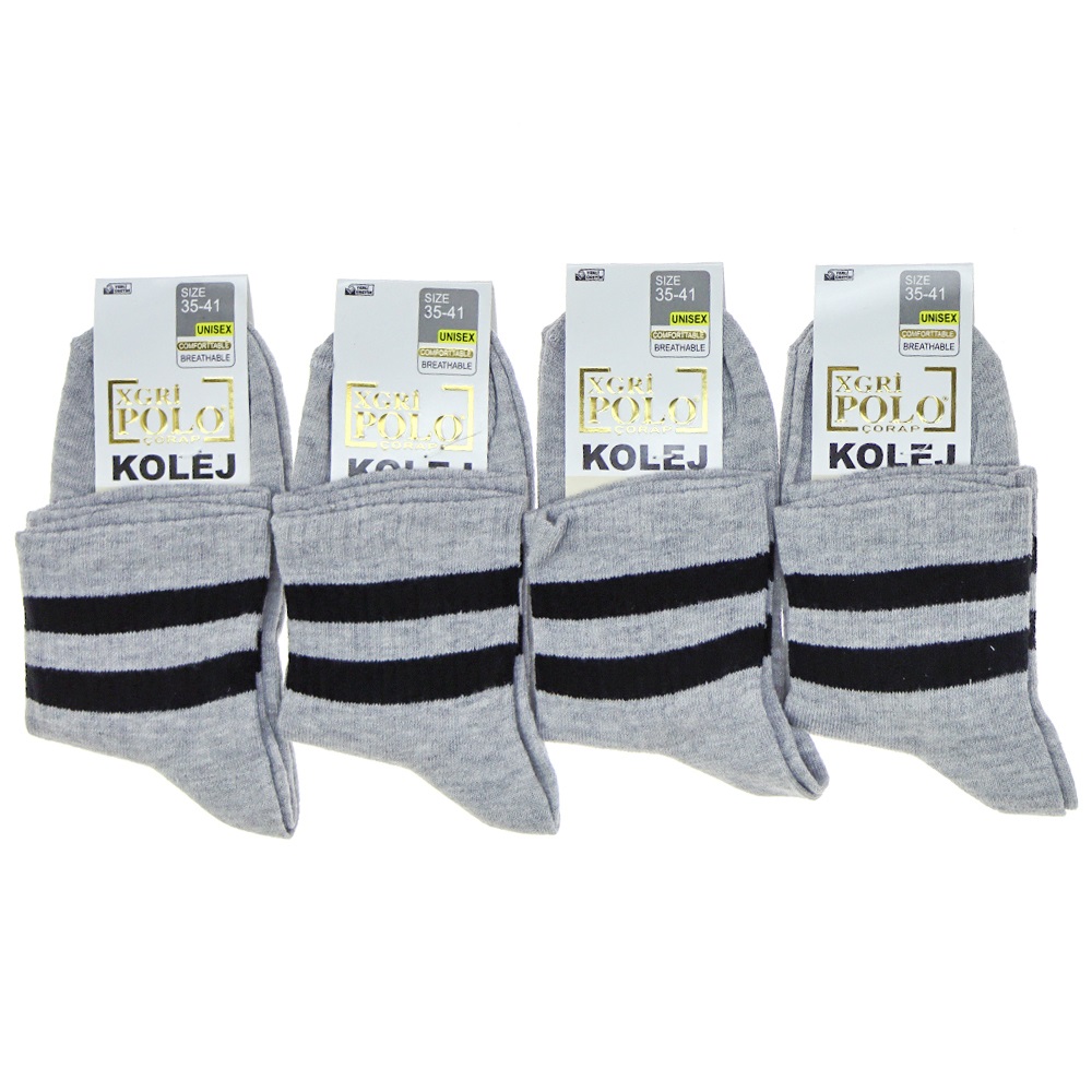 XGri Polo B-11 Bayan Likralı Askılı Kolej Çorap - Siyah - ÇEMBERLİ