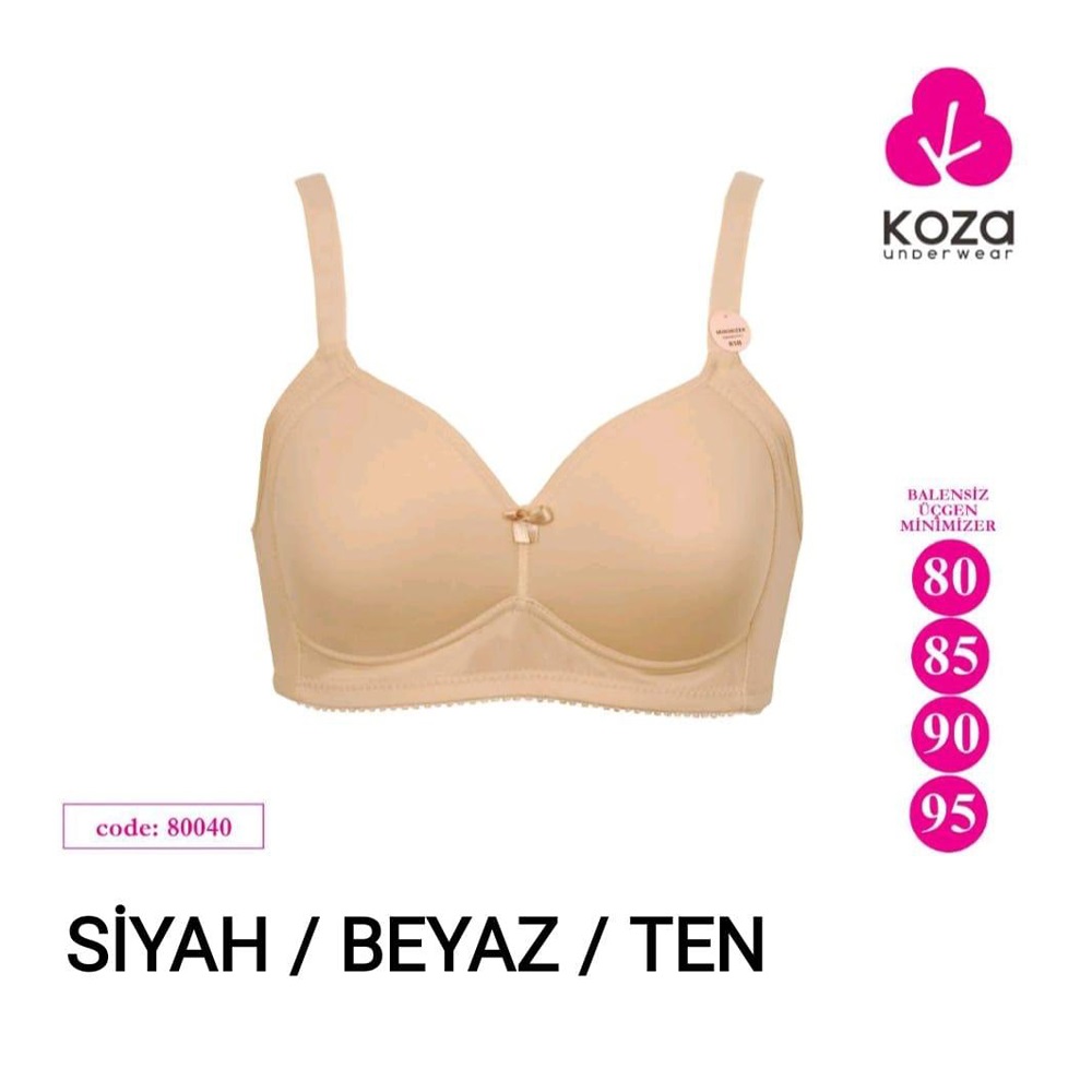 Koza Soft 80040 Balensiz Üçgen Minimizer Sütyen 85-95 - Siyah - 85-90-95