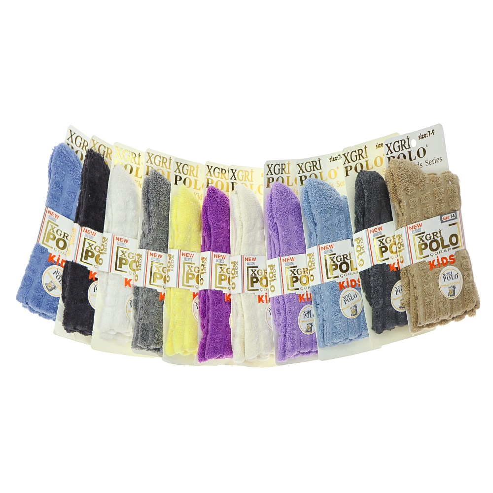 XGri Polo Ç-6 Çocuk Ters Havlu Soket Çorap - P.İçi Karışık Renk - 3-4 YAŞ