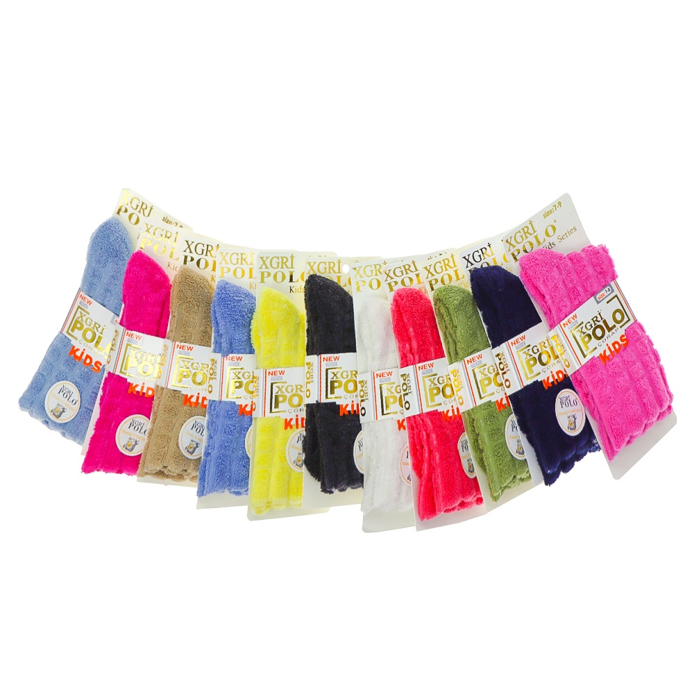XGri Polo Ç-6 Çocuk Ters Havlu Soket Çorap - P.İçi Karışık Renk - 3-4 YAŞ
