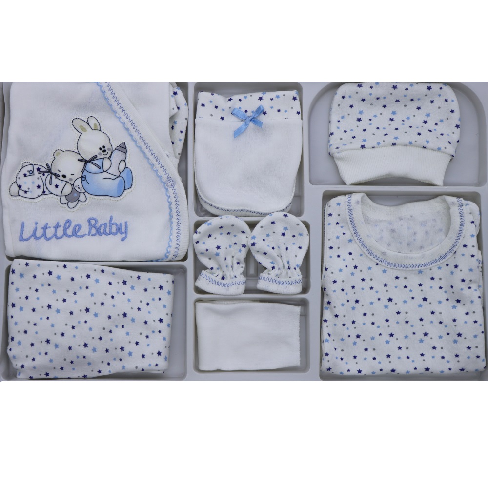 307 Biberonlu Tavşan Nakış 7 Parça Zıbın Seti 0-3 Ay