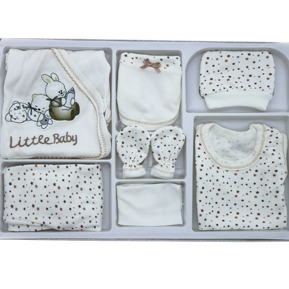 307 Biberonlu Tavşan Nakış 7 Parça Zıbın Seti 0-3 Ay