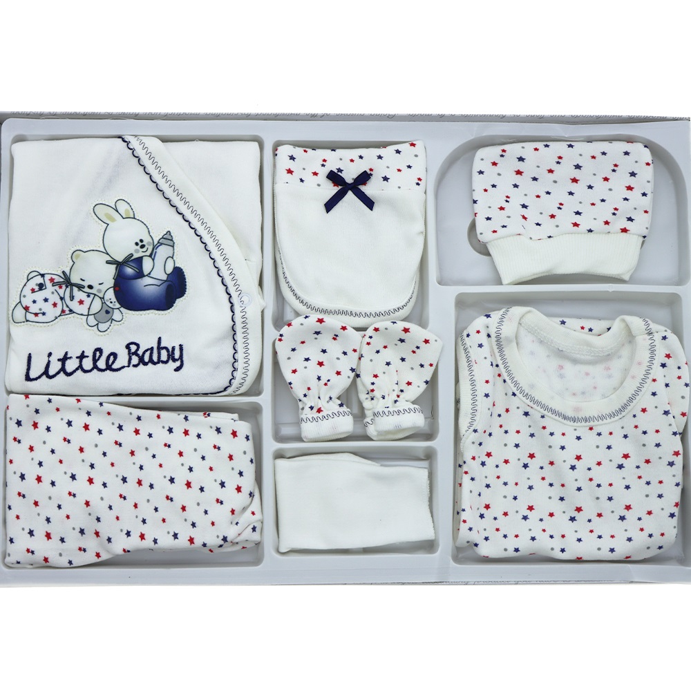 307 Biberonlu Tavşan Nakış 7 Parça Zıbın Seti 0-3 Ay