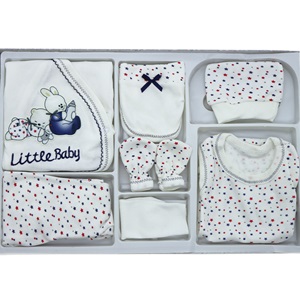 307 Biberonlu Tavşan Nakış 7 Parça Zıbın Seti 0-3 Ay