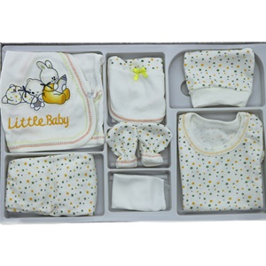 307 Biberonlu Tavşan Nakış 7 Parça Zıbın Seti 0-3 Ay