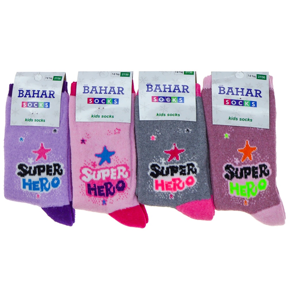 Bahar Kız Çocuk Likralı Havlu Soket Çorap - Karışık Renk - 3-4 YAŞ