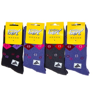 İbrahim Berk 3601 Bayan Desenli Havlu Soket Çorap - Karışık Renk - ASORTİ