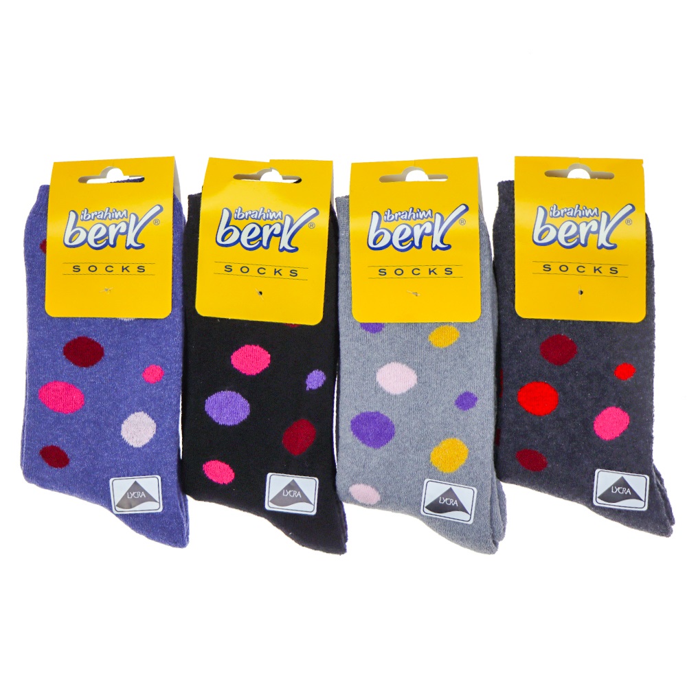 İbrahim Berk 3601 Bayan Desenli Havlu Soket Çorap - Karışık Renk - ASORTİ