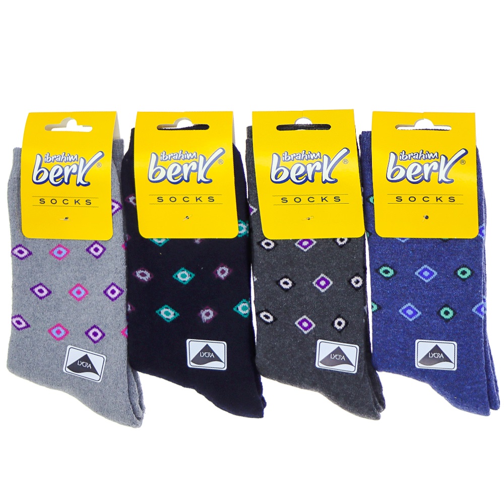 İbrahim Berk 3601 Bayan Desenli Havlu Soket Çorap - Karışık Renk - ASORTİ