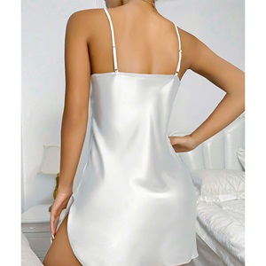 Lily Bianca 454 Bayan Saten Fantazi Gecelik - Beyaz - S-M