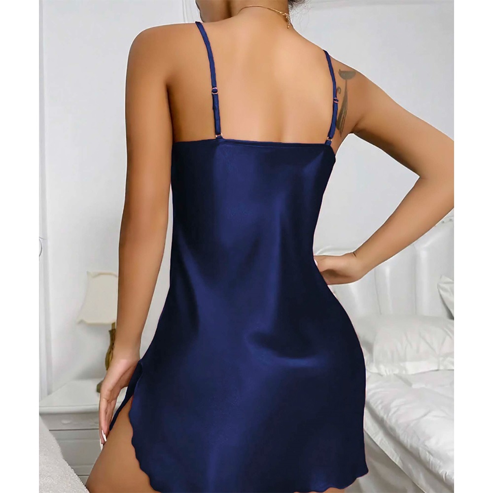 Lily Bianca 456 Bayan Saten Fantazi Gecelik - Saks - S-M