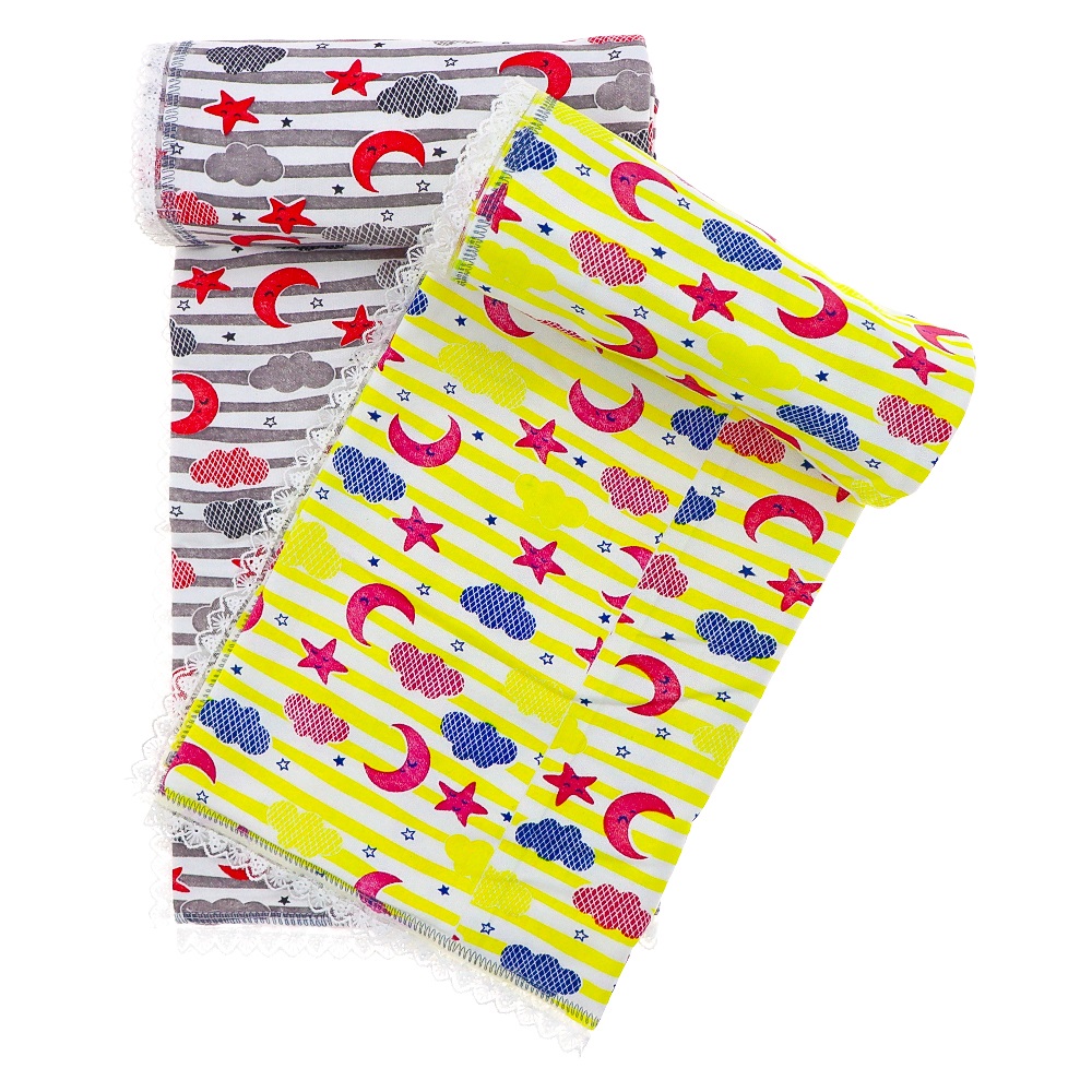 Karaca Bebe Desenli Kenar Fistolu Penye Yuvarlak Dürüm Kundak 0-1 Yaş - Sarı - 0-1 YAŞ