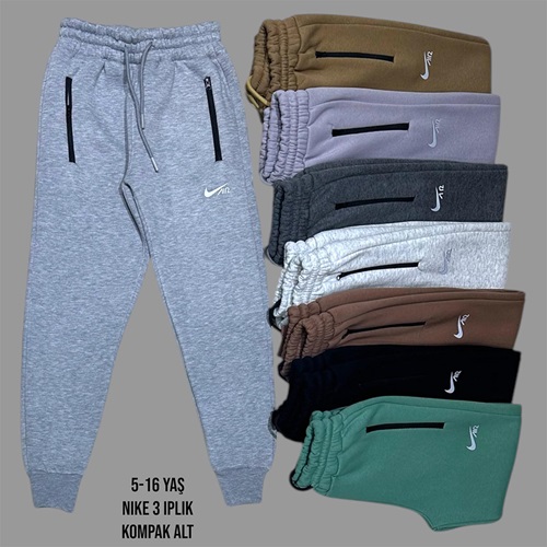 Paris Kids 2011 Erkek Çocuk Kompak 3 İp Nıke Aır Baskılı Fermuarlı Eşofman Alt 5-8 Yaş - Mint Yeşil - 5-8 YAŞ