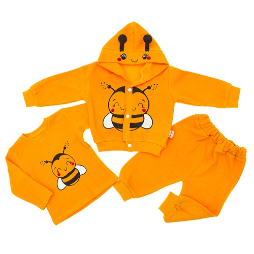 My Oktay 2208 Kız Bebe Penye Arı Baskılı 3 Lü Takım 3-24 Ay - Sarı - 3-24 AY