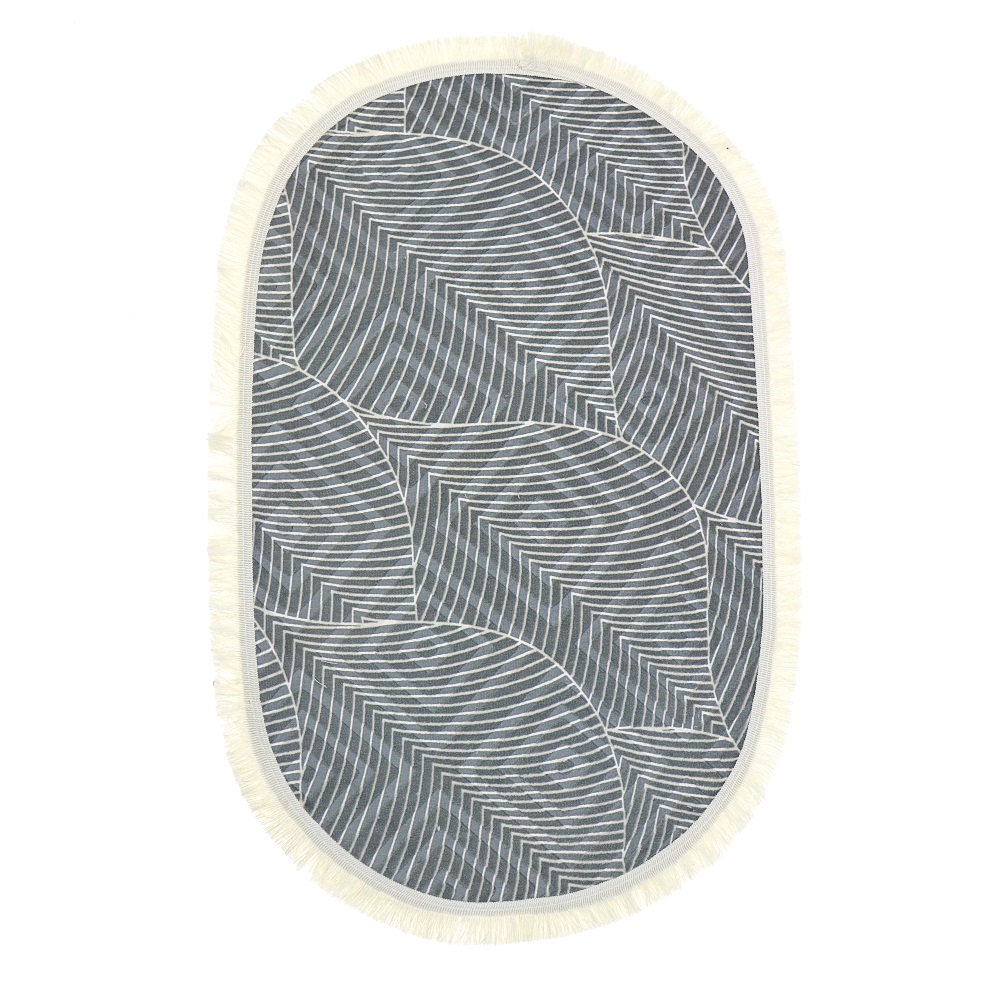 Nergiz Kabartma Desenli Püsküllü Kaymaz Taban Oval Paspas 60x100 cm - Karışık Renk - 60X100 CM