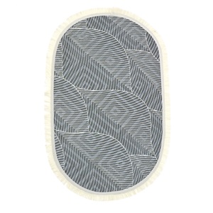 Nergiz Kabartma Desenli Püsküllü Kaymaz Taban Oval Paspas 60x100 cm - Karışık Renk - 60X100 CM