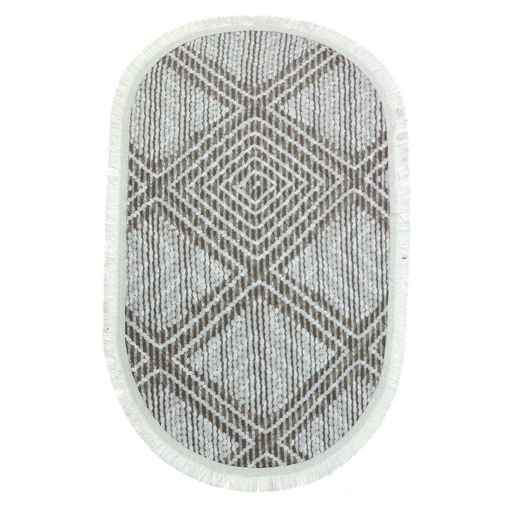 Nergiz Kabartma Desenli Püsküllü Kaymaz Taban Oval Paspas 60x100 cm - Karışık Renk - 60X100 CM