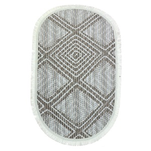 Nergiz Kabartma Desenli Püsküllü Kaymaz Taban Oval Paspas 60x100 cm - Karışık Renk - 60X100 CM