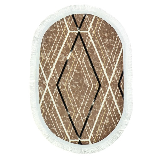 Nergiz Kabartma Desenli Püsküllü Kaymaz Taban Oval Paspas 50X80 cm - Karışık Renk Desenli - 50X80 CM