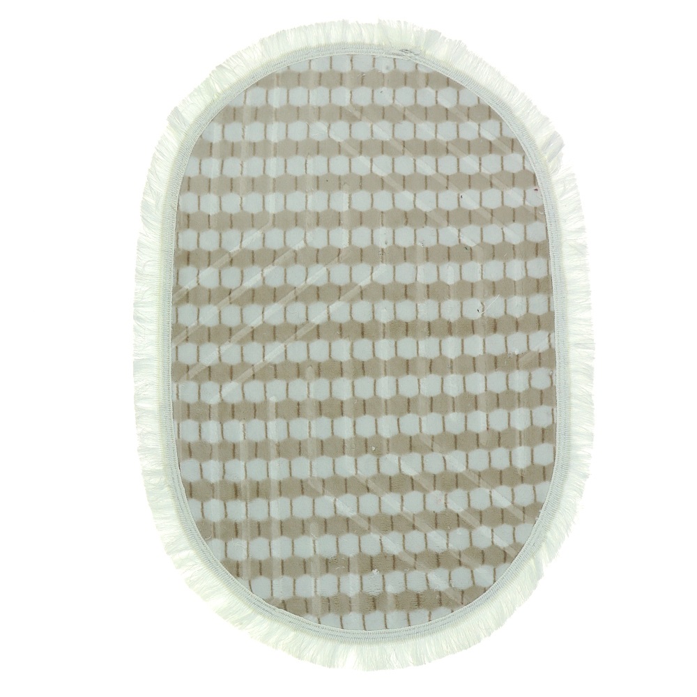 Nergiz Kabartma Desenli Püsküllü Kaymaz Taban Oval Paspas 50X80 cm - Karışık Renk Desenli - 50X80 CM