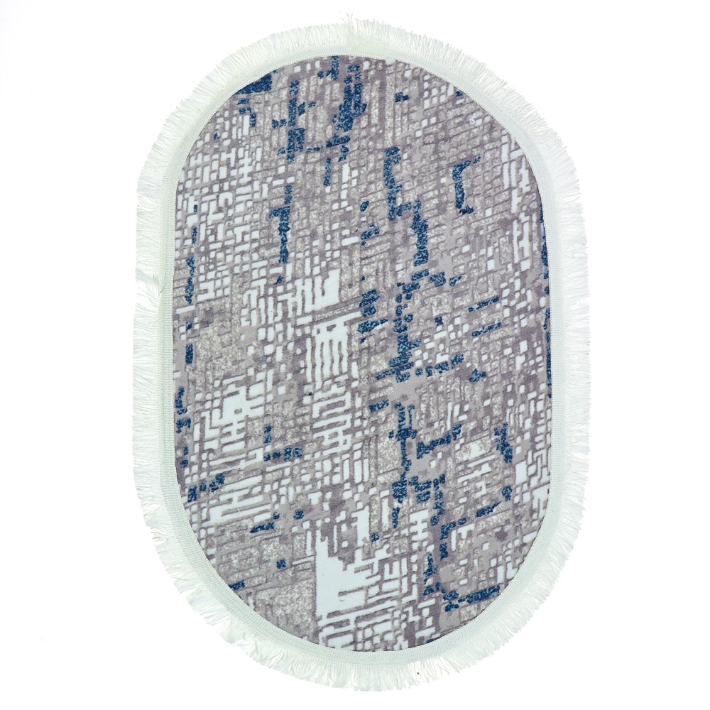 Nergiz Kabartma Desenli Püsküllü Kaymaz Taban Oval Paspas 50X80 cm - Karışık Renk Desenli - 50X80 CM