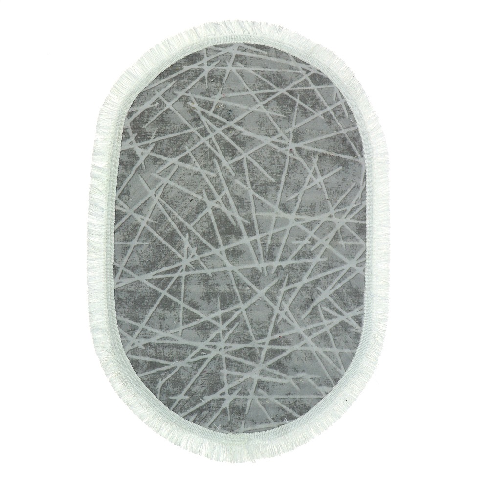 Nergiz Kabartma Desenli Püsküllü Kaymaz Taban Oval Paspas 50X80 cm - Karışık Renk Desenli - 50X80 CM