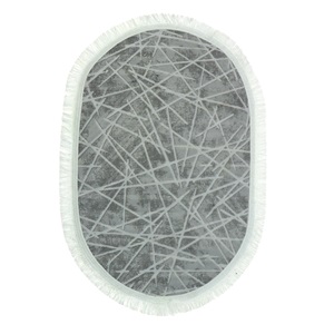 Nergiz Kabartma Desenli Püsküllü Kaymaz Taban Oval Paspas 50X80 cm - Karışık Renk Desenli - 50X80 CM