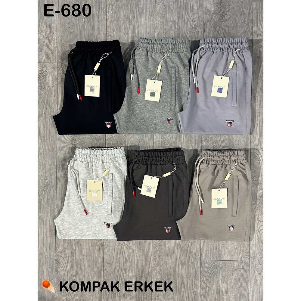Atrax E-680 Erkek Kompak Ribana Paça Gant Armalı Eşofman Alt S-2XL - A.Gri - S-M-L-XL-2XL