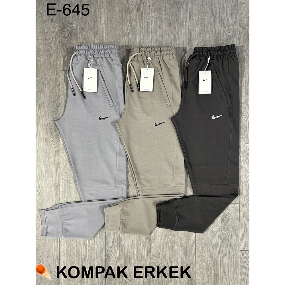 Atrax E-645 Erkek Kompak Ribana Paça Just Do It Baskılı Eşofman Alt S-2XL - Gri - S-M-L-XL-2XL