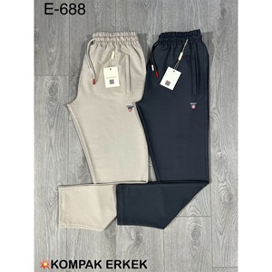 Atrax E-688 Erkek Kompak Açık Paça Gant Armalı Eşofman Alt S-2XL - Siyah - S-M-L-XL-2XL