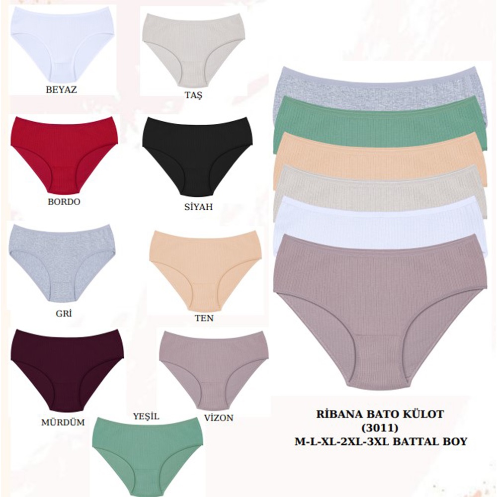 Huma One 3011 Bayan Battal Koton Derbi Ribana Bato Külot - Beyaz - BATTAL