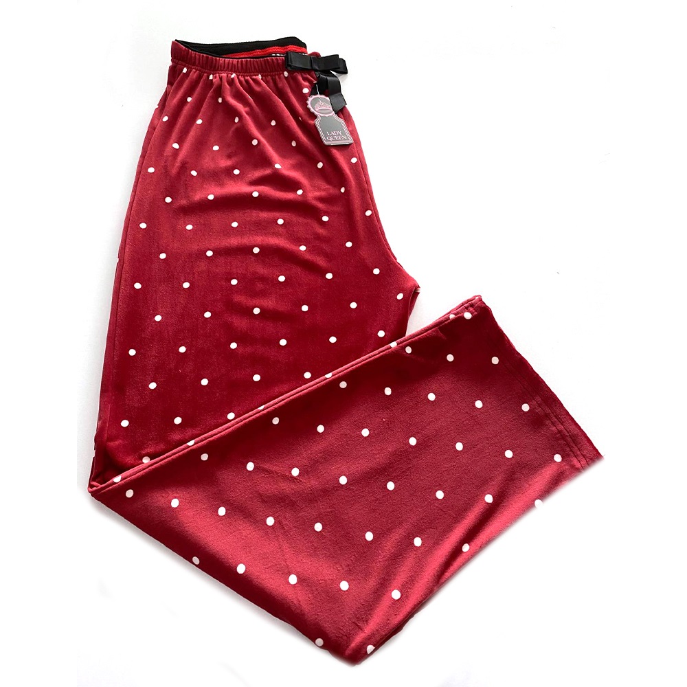 Lady Queen 8020 Bayan Battal Desenli Fransız Kadife Pijama Tek Alt 3XL-5XL - G.Kurusu - 3XL-4XL-5XL