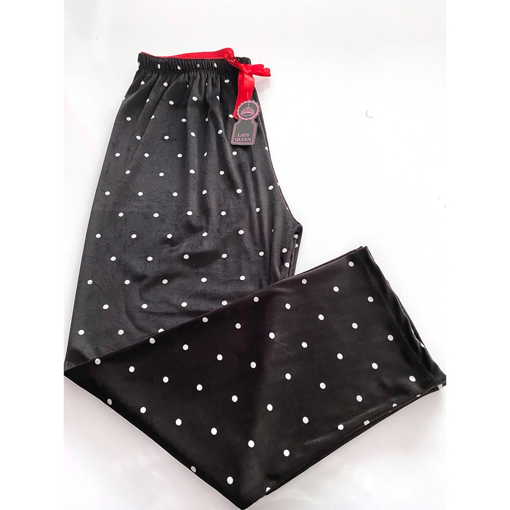 Lady Queen 8020 Bayan Battal Desenli Fransız Kadife Pijama Tek Alt 3XL-5XL - G.Kurusu - 3XL-4XL-5XL