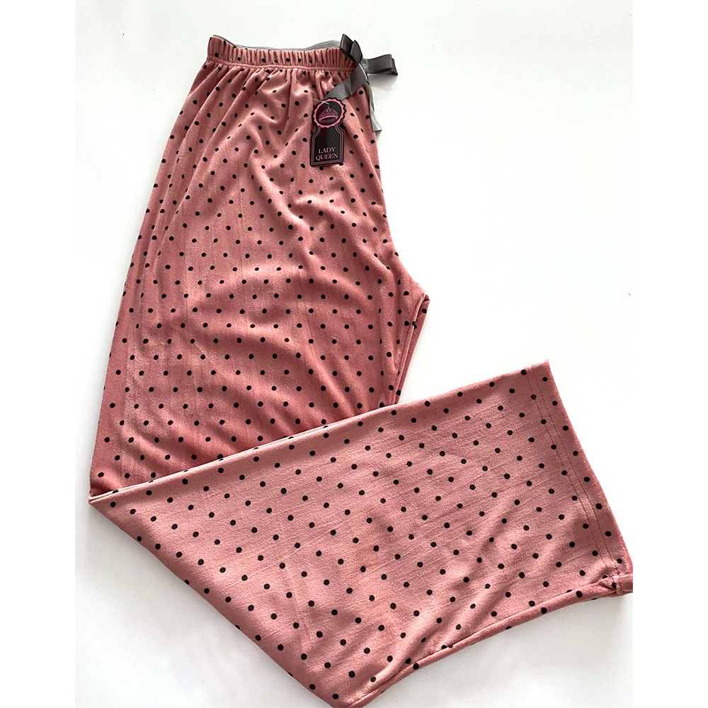 Lady Queen 8020 Bayan Battal Desenli Fransız Kadife Pijama Tek Alt 3XL-5XL - G.Kurusu - 3XL-4XL-5XL