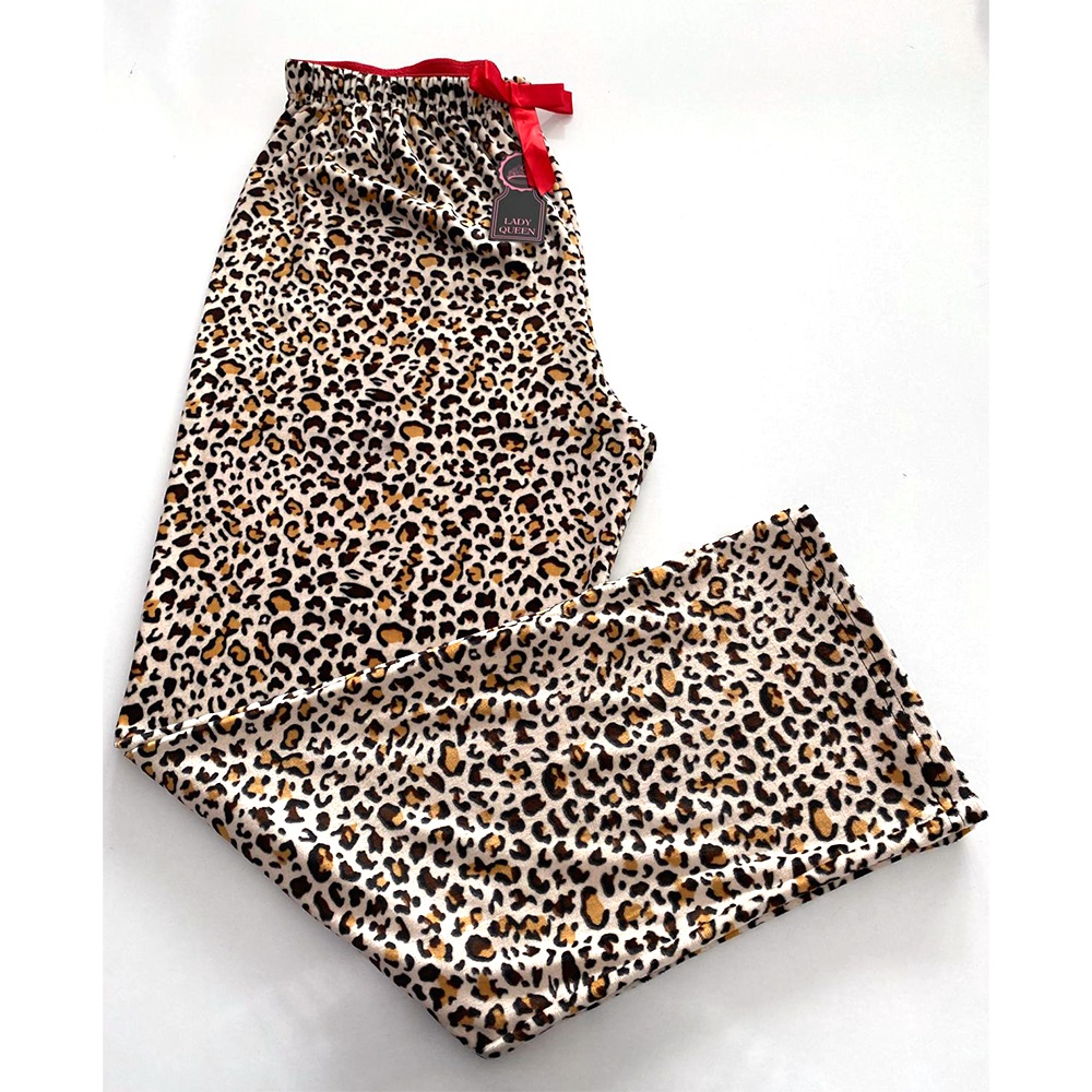 Lady Queen 8020 Bayan Battal Desenli Fransız Kadife Pijama Tek Alt 3XL-5XL - G.Kurusu - 3XL-4XL-5XL