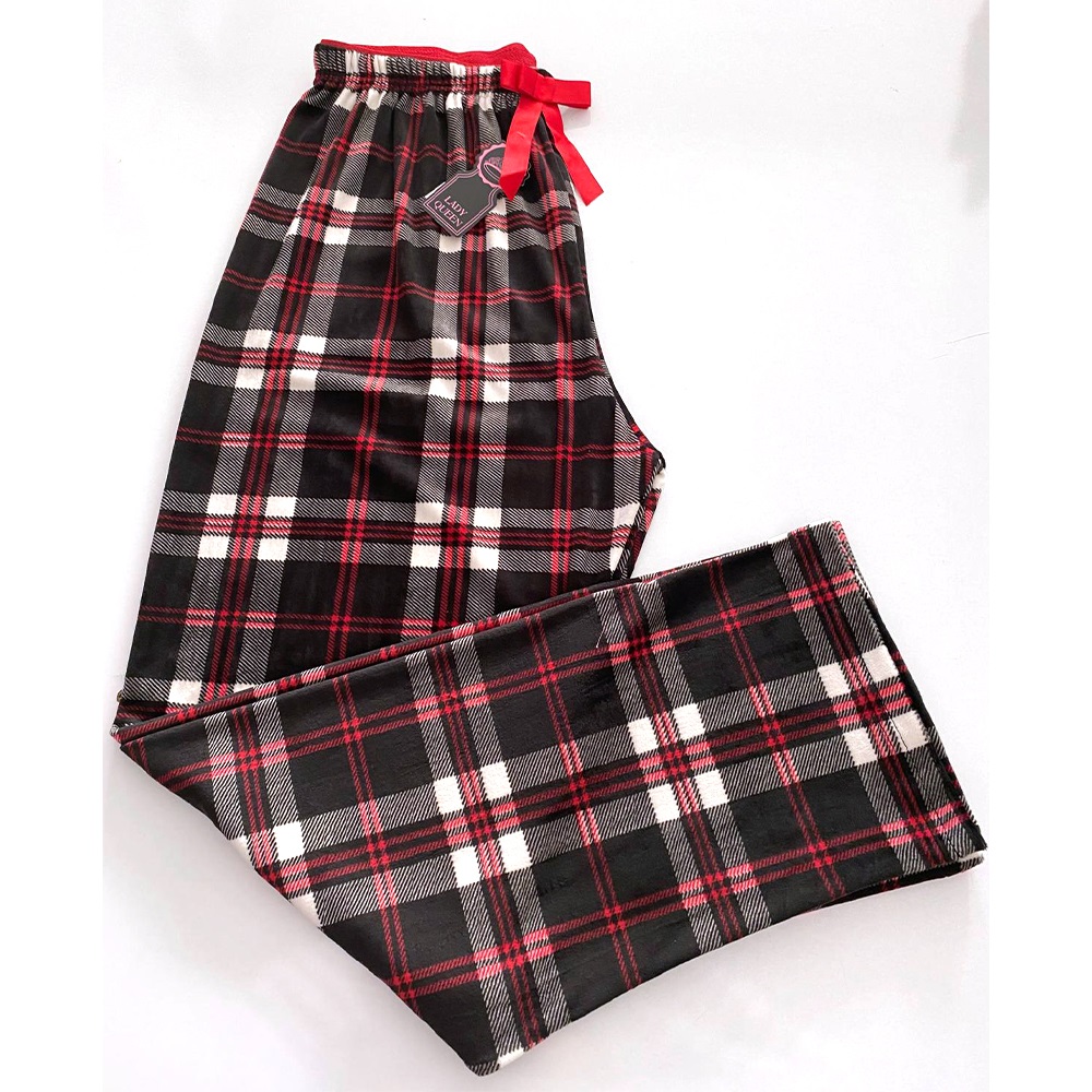 Lady Queen 8020 Bayan Battal Desenli Fransız Kadife Pijama Tek Alt 3XL-5XL - G.Kurusu - 3XL-4XL-5XL