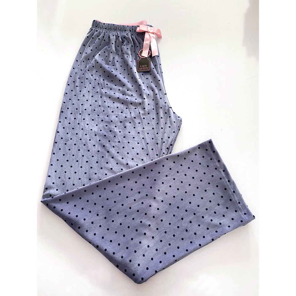 Lady Queen 8020 Bayan Battal Desenli Fransız Kadife Pijama Tek Alt 3XL-5XL - G.Kurusu - 3XL-4XL-5XL