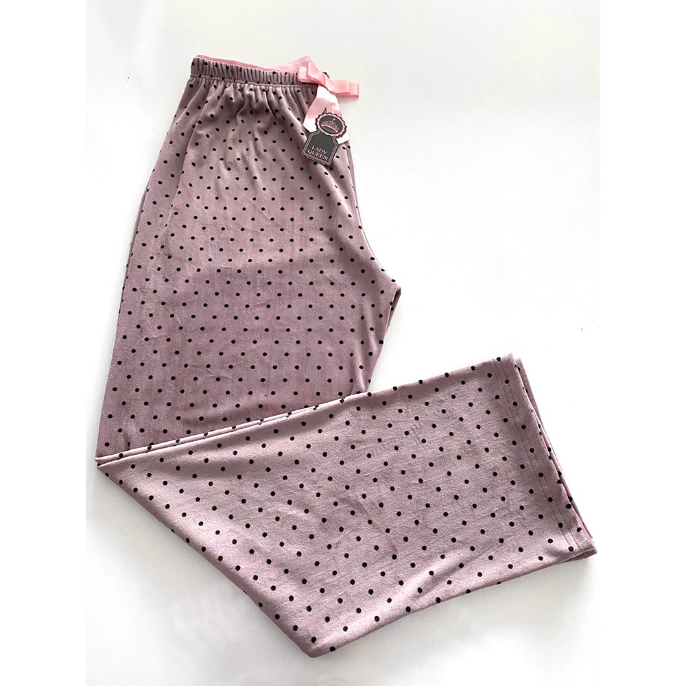 Lady Queen 8020 Bayan Battal Desenli Fransız Kadife Pijama Tek Alt 3XL-5XL - G.Kurusu - 3XL-4XL-5XL