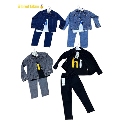 Paşacan 25903-2 Erkek Çocuk 3 Lü Klasik Kot Takım 6-9 Yaş - Kot Mavi - 6-7-8-9 YAŞ