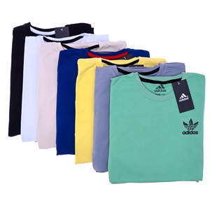Alfa Kids 7192 Erkek Çocuk Adidas Baskılı Sıfır Yaka Tişört 13-16 Yaş - İndigo