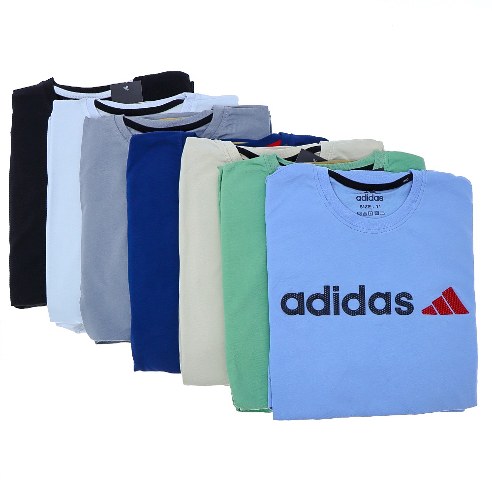 Alfa Kids 7178 Erkek Çocuk Adidas Baskılı Sıfır Yaka Tişört 13-16 Yaş - Gri