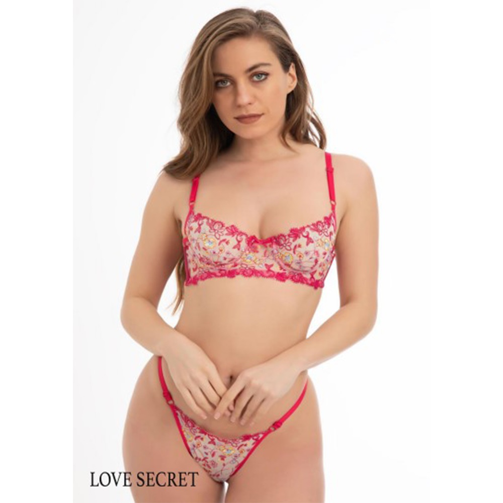 Love Secret 1003 Bayan Battal Dantelli Brode C Cup Sütyen Takım 95-110 - Pembe - 95-100-105-110