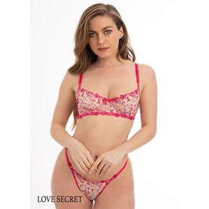Love Secret 1003 Bayan Battal Dantelli Brode C Cup Sütyen Takım 95-110 - Pembe - 95-100-105-110