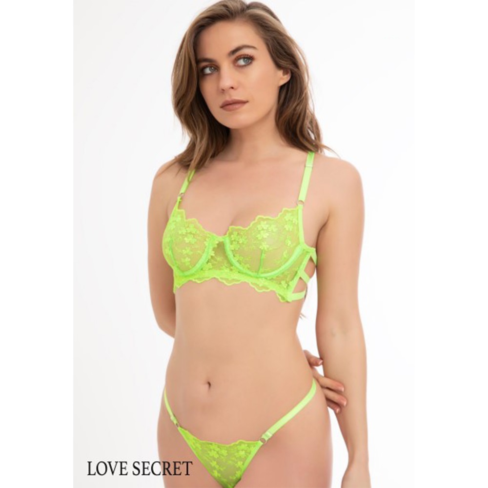 Love Secret 1003 Bayan Battal Dantelli Brode C Cup Sütyen Takım 95-110 - Pembe - 95-100-105-110