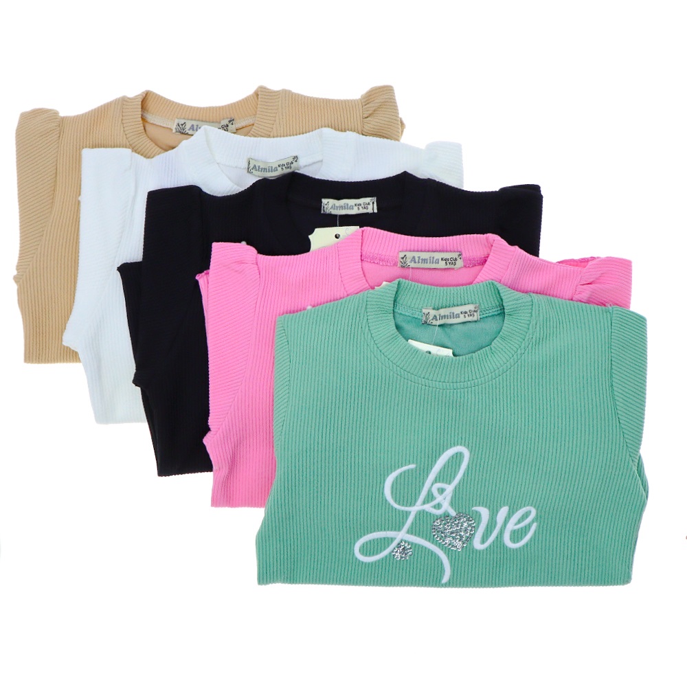 Almila 1652 Kız Çocuk Fitilli Kol Etek Dantelli Sweat 5-8 Yaş - Siyah - 5-8 YAŞ